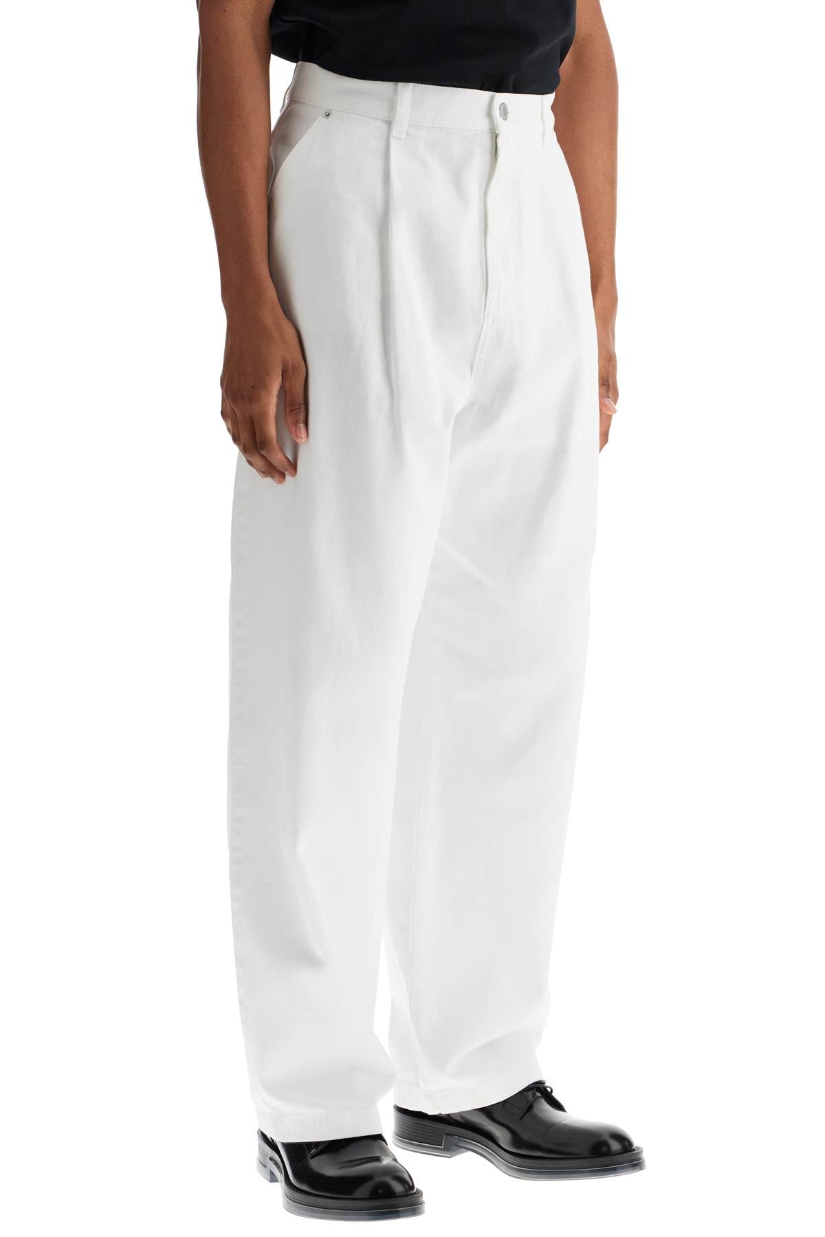 Moschino white cotton wide leg trousers