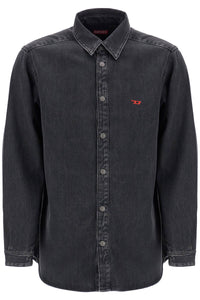 Diesel black denim shirt in cotton and lyocell with a faded effect