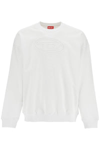 Diesel white cotton sweatshirt with raised logo for men