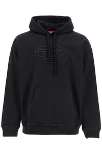 Diesel black cotton hoodie with embossed logo