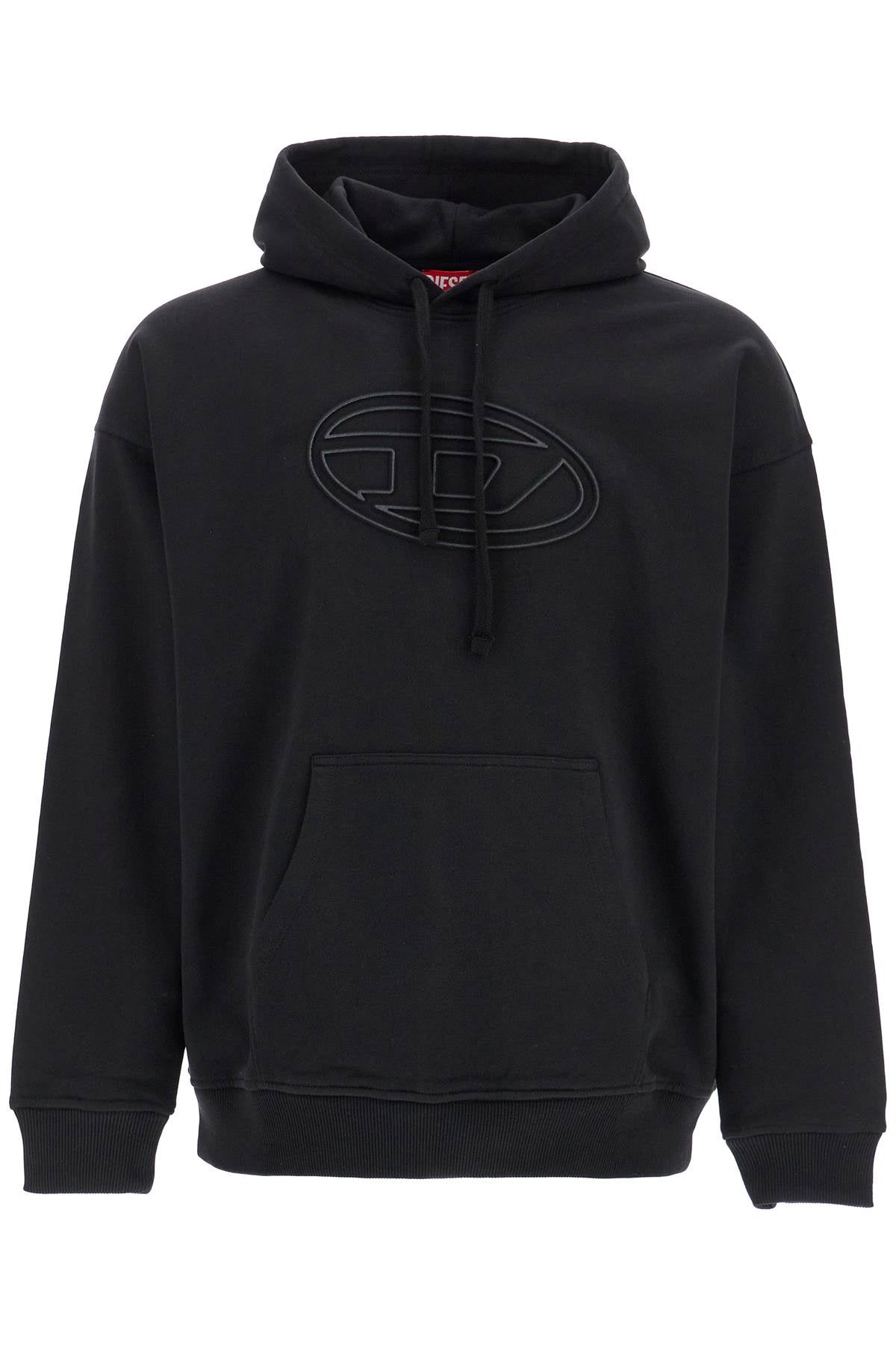 Diesel black cotton hoodie with embossed logo