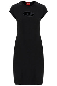 Diesel black cotton dress with central opening above the knee