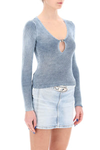 Diesel m-teri ribbed sweater with logo plaque