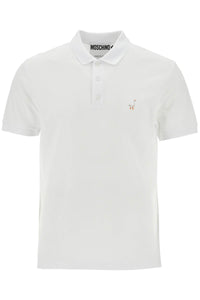 Moschino white cotton polo with delicate embroidery