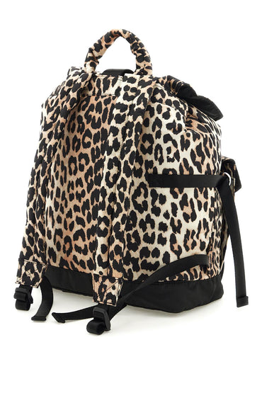 Ganni animal print nylon backpack