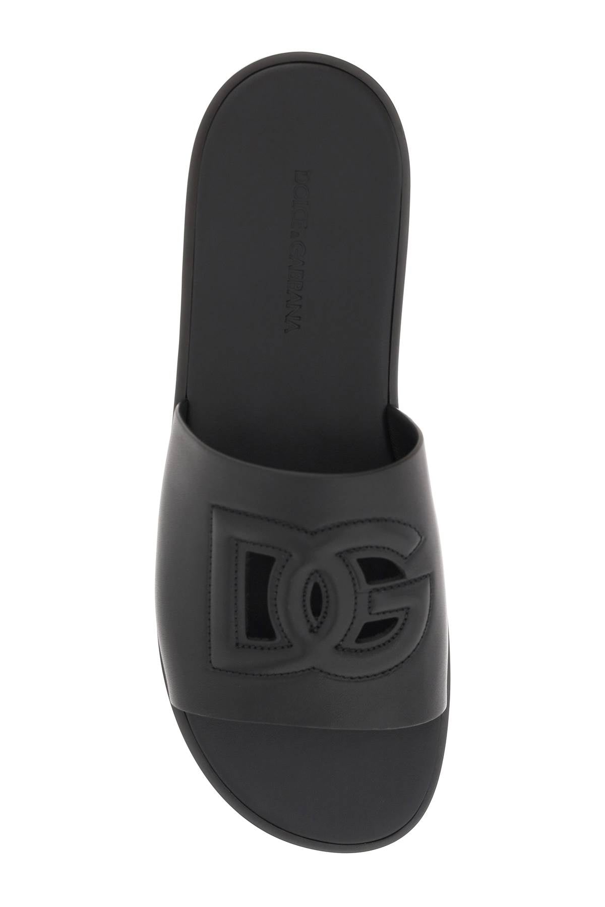 Dolce & Gabbana leather slides with dg cut-out