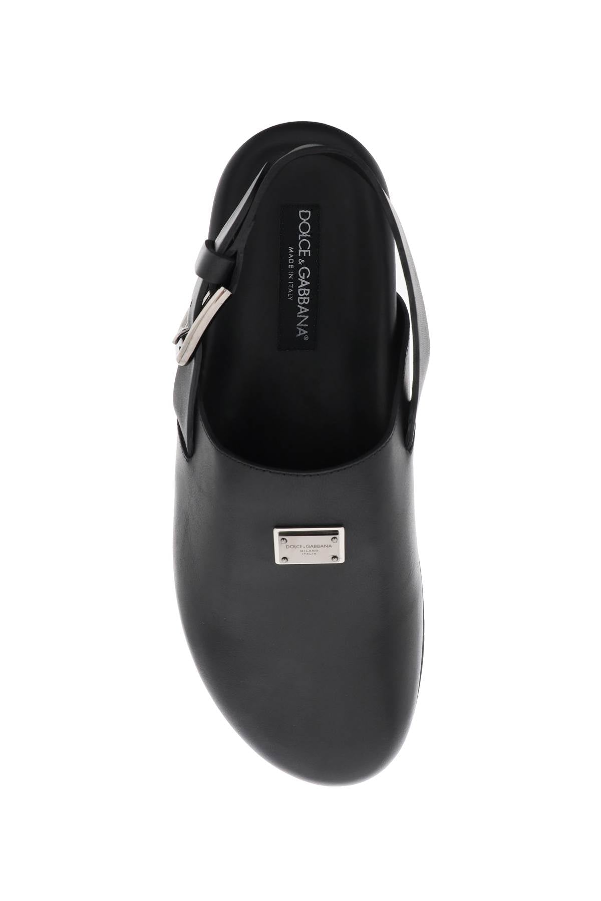 Dolce & Gabbana leather clogs with logo plate