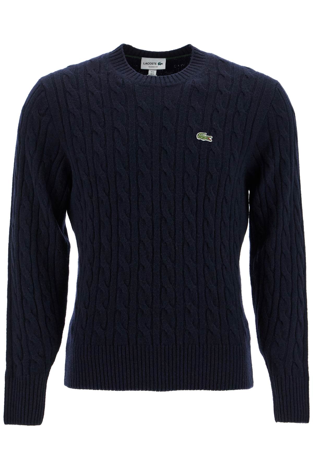 Lacoste classic fit cable knit wool pullover