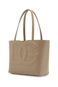 Dolce & Gabbana structured shopping bag in taupe smooth calfskin