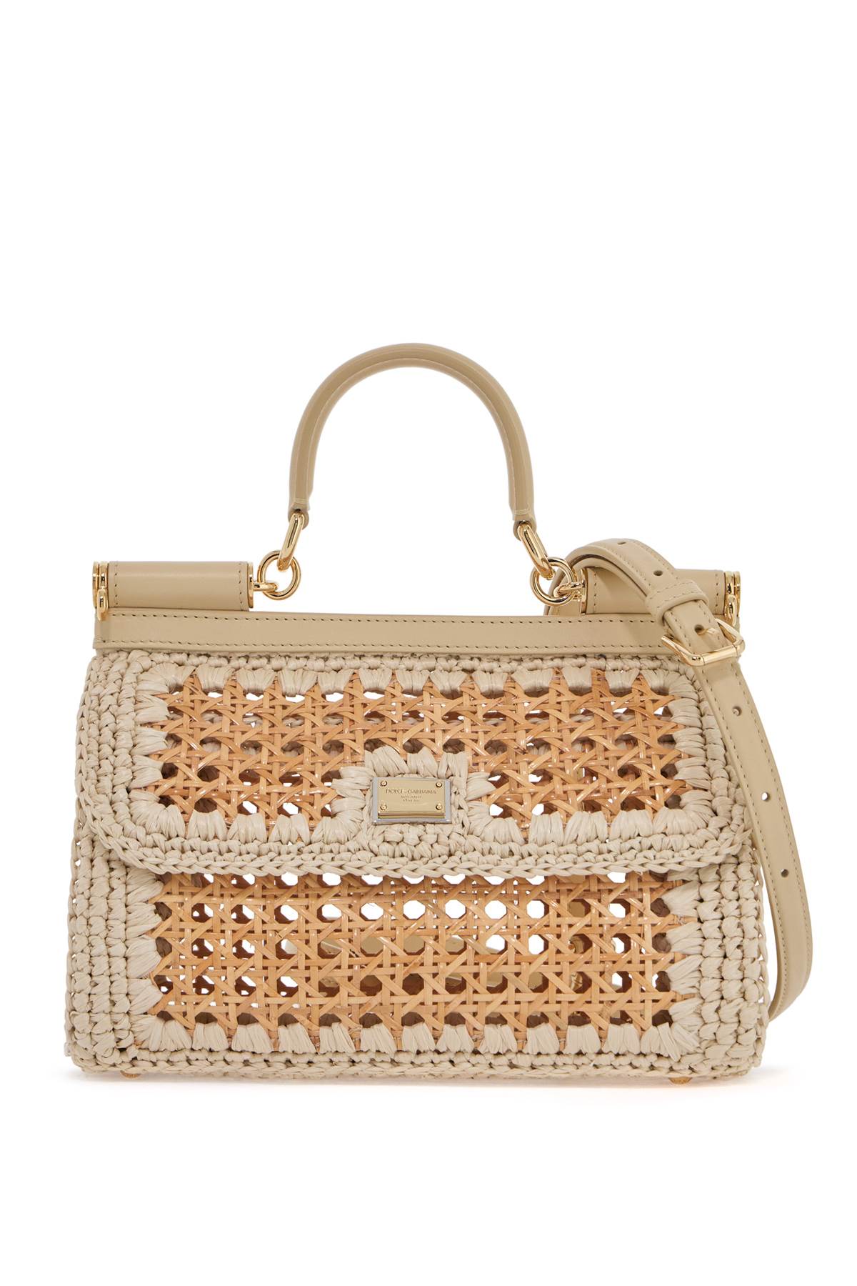 Dolce & Gabbana 'extended sicily handbag in straw and raff