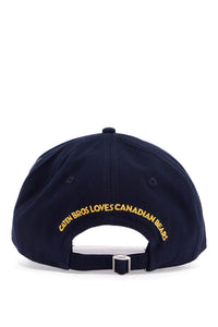 Dsquared2 navy blue cotton adjustable baseball cap with embroidered patch