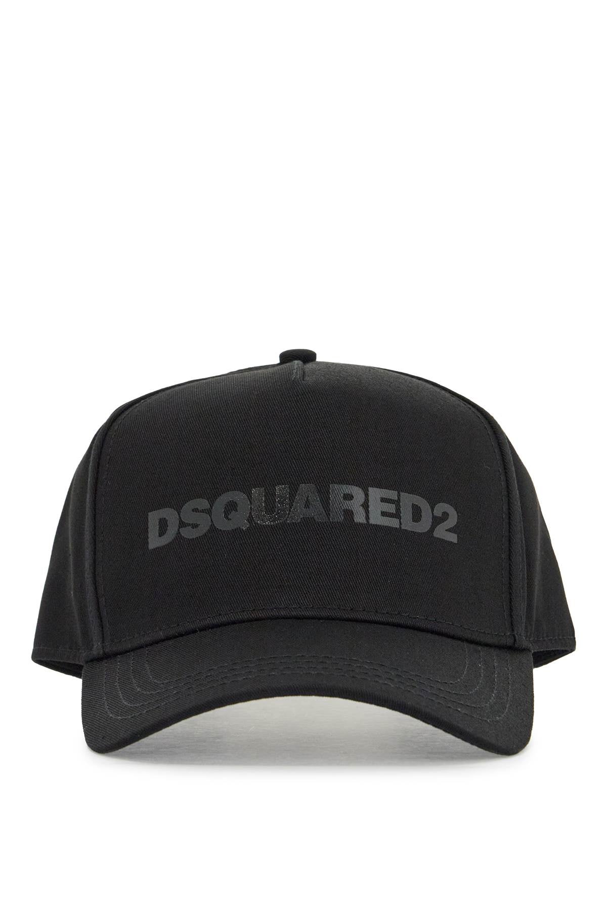 Dsquared2 cappello da baseball nero con logo grigio e visiera curvata