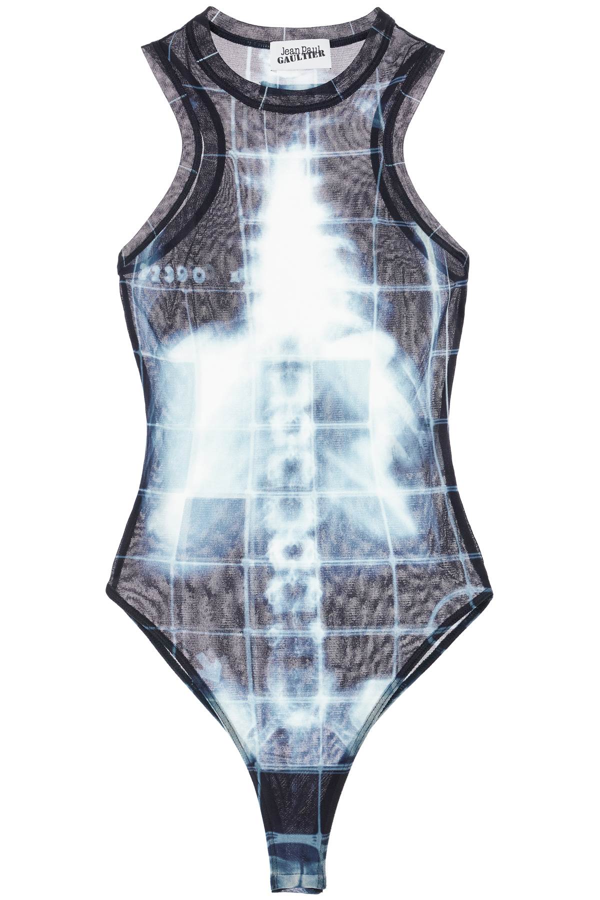 JEAN PAUL GAULTIER body in black polyamide with x-ray print