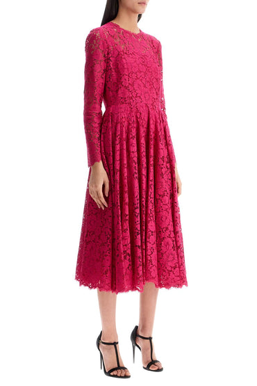 Dolce & Gabbana shocking pink floral lace midi dress