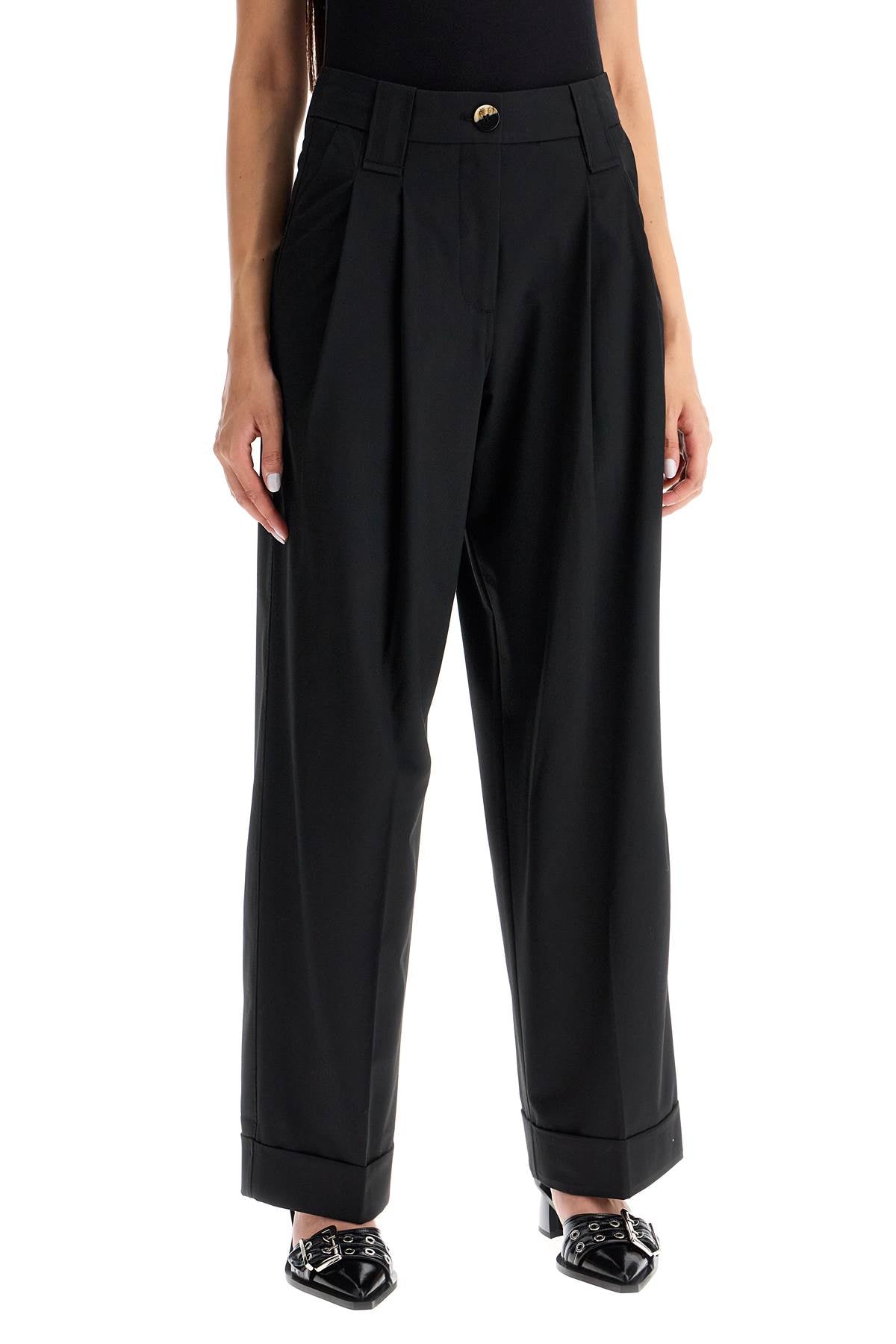 Ganni double pleat fluid trousers