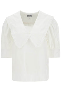 Ganni blouse with exaggerated collar and ruffle