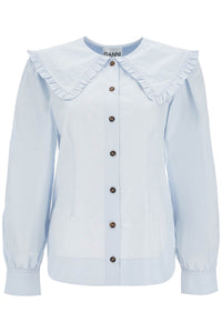 Ganni poplin shirt with oversized collar