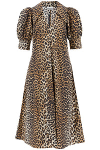 Ganni leopard print poplin dress