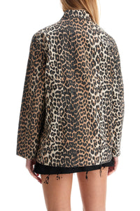 Ganni leopard print canvas overshirt