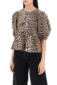 Ganni leopard print peplum blouse