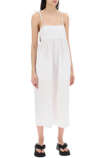 Ganni cotton poplin midi dress in