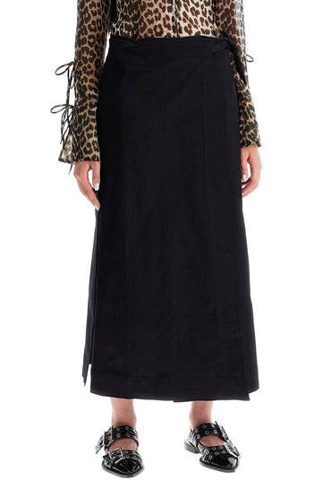 Ganni long wrap skirt with pockets