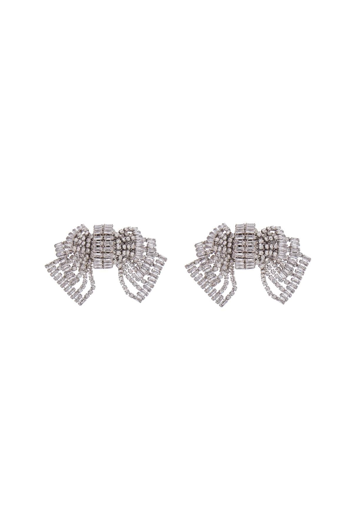 Alessandra Rich bow crystal silver hypoallergenic earrings