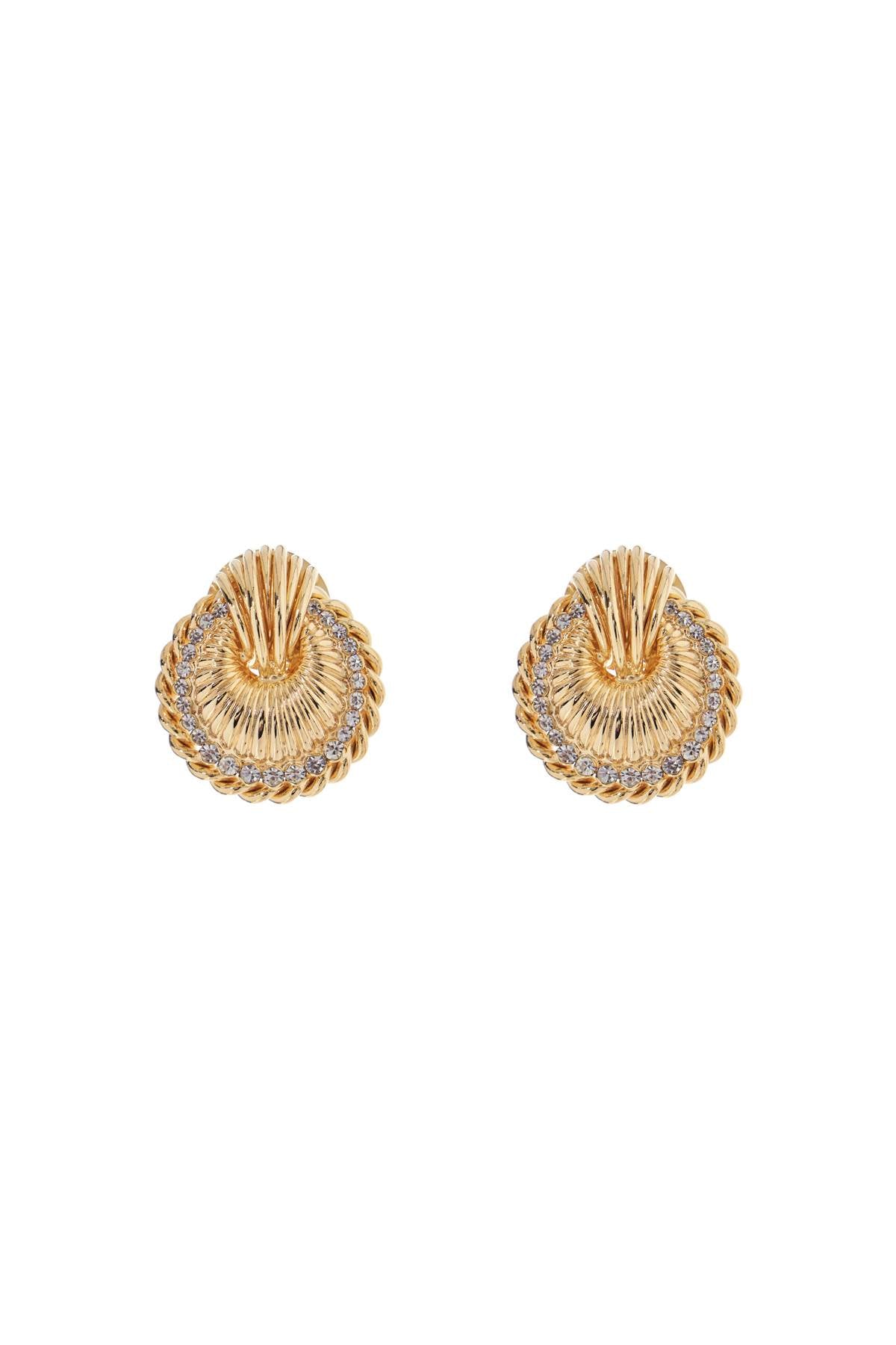 Alessandra Rich gold shell earrings with crystals