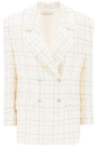 Alessandra Rich oversized tweed jacket with plaid pattern