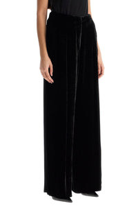 Golden Goose women's high-waisted wide-leg black velvet pants