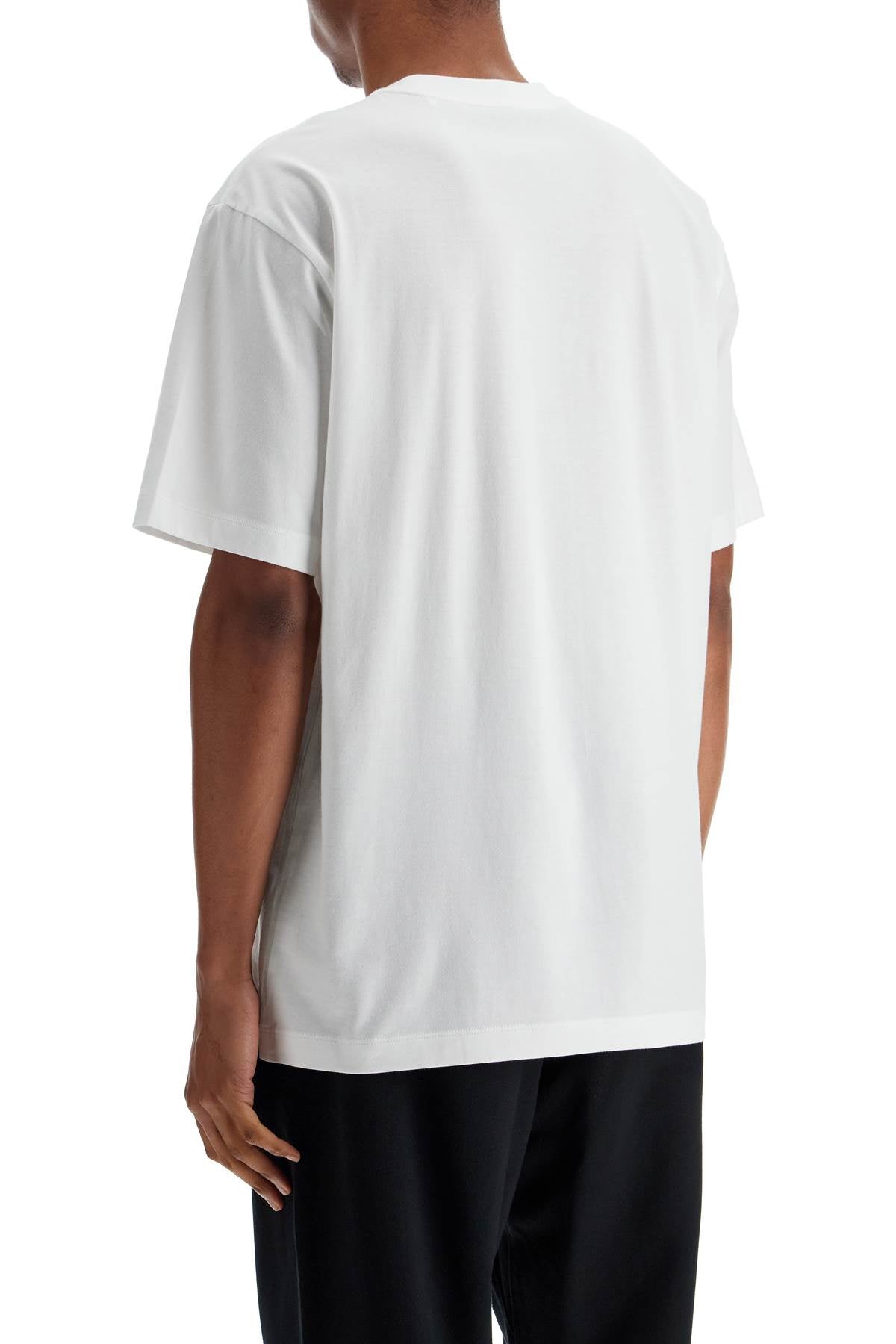 Y-3 white cotton t-shirt with wide neckline