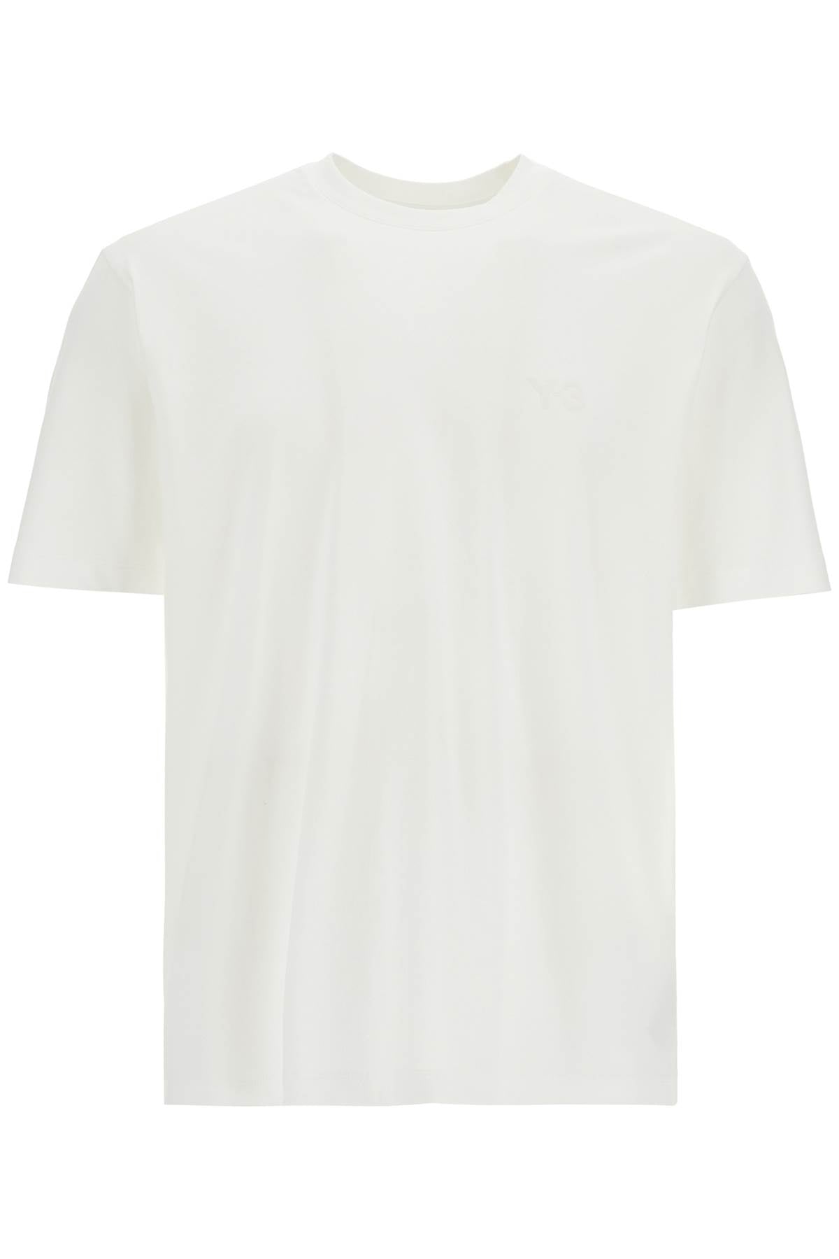 Y-3 white cotton t-shirt with wide neckline