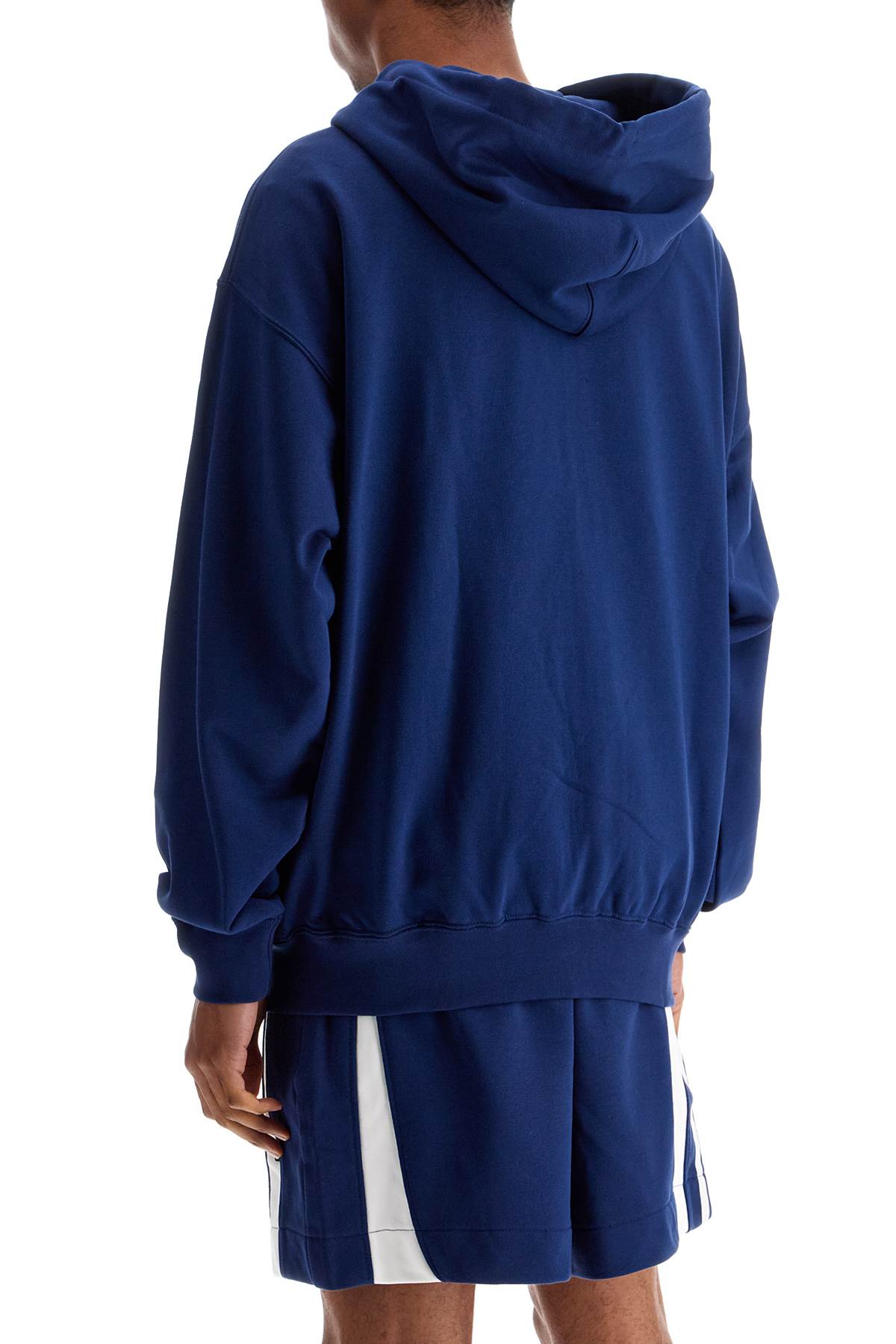 Y-3 men's blue zip hoodie in cotton with recycled polyester