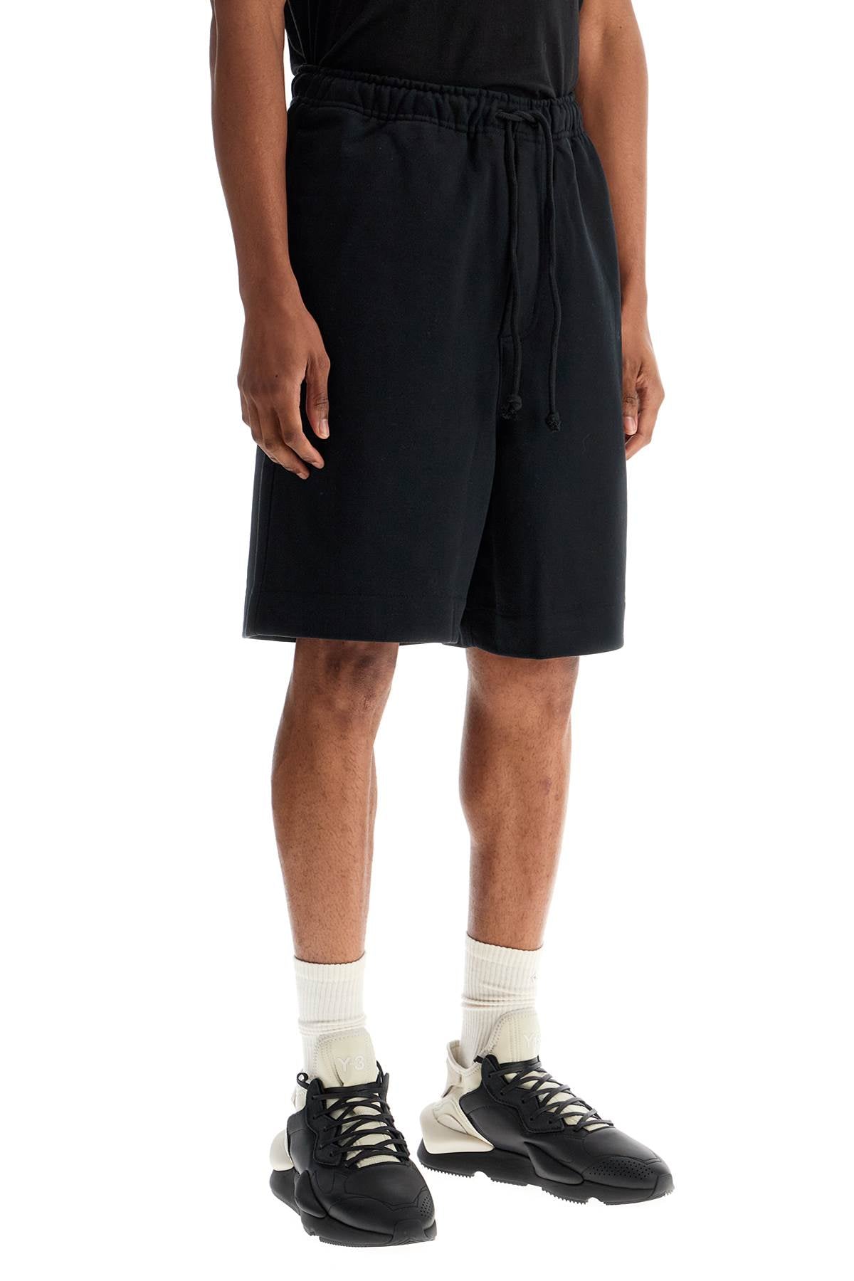 Y-3 high-waisted black cotton sports shorts