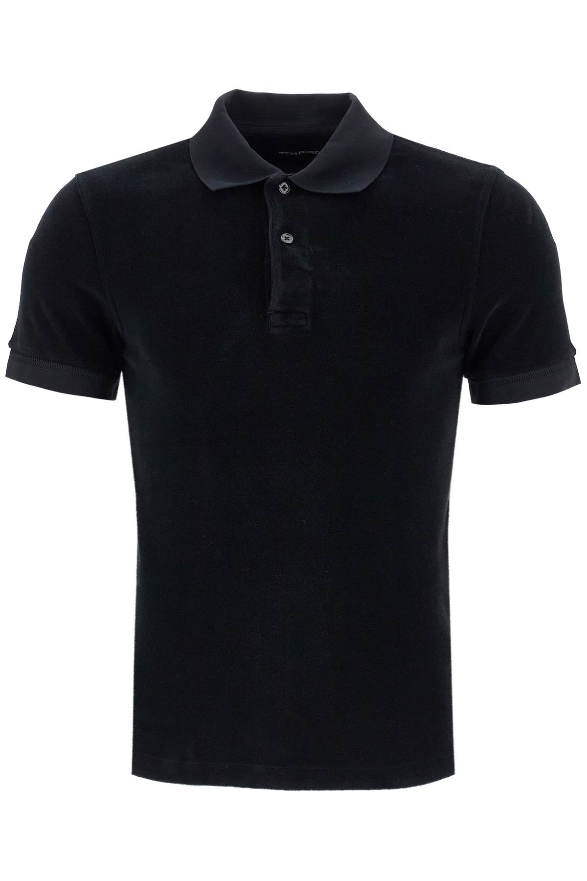 Tom Ford black cotton solid polo