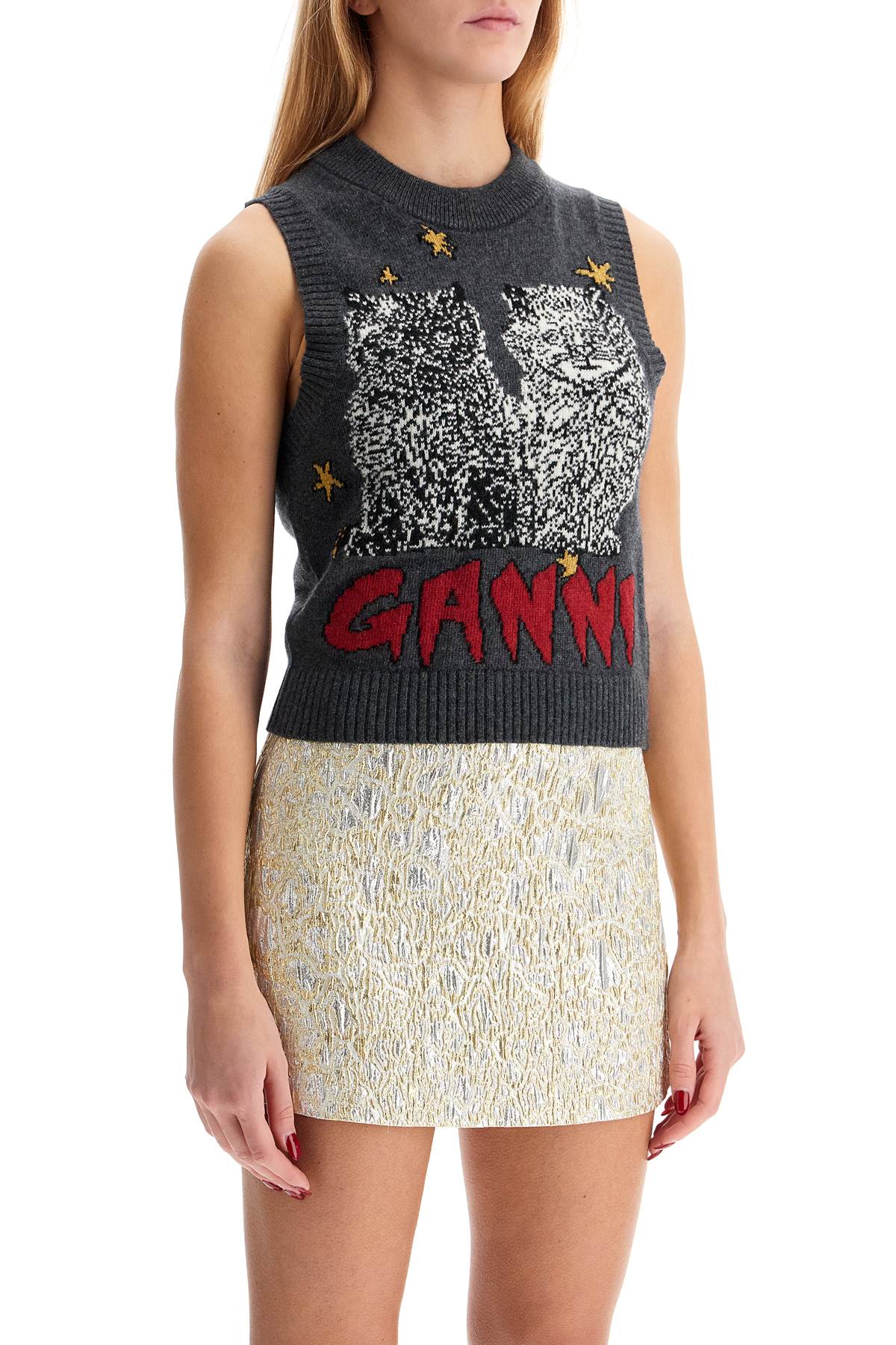 Ganni 'graphic cats knit vest for