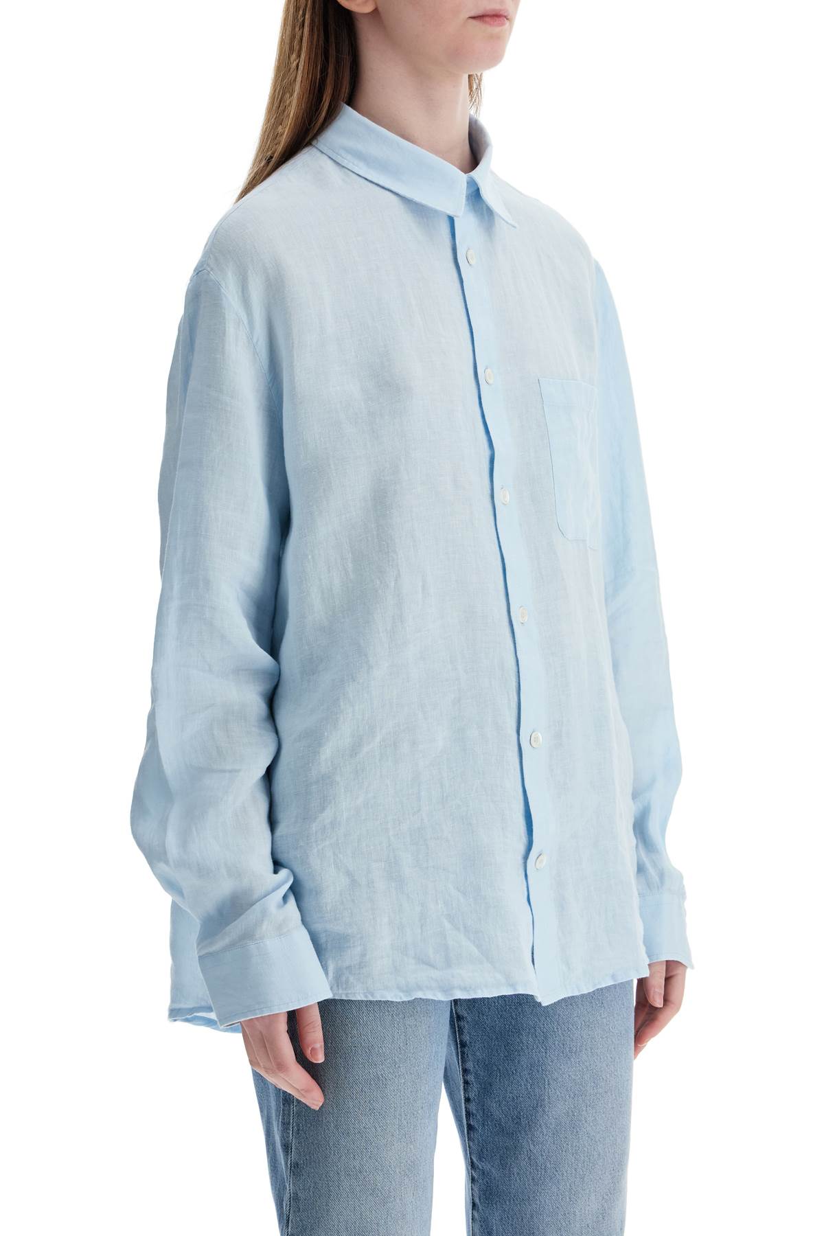 A.P.C. light blue linen shirt wide fit