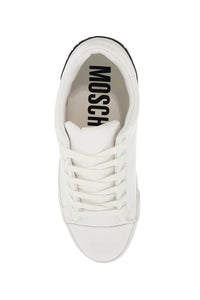 Moschino leather sneakers with rubber logo detail.