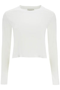 Loulou Studio cropped long sleeve t-shirt white in organic cotton