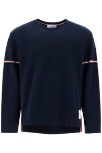 Thom Browne blue cotton rugby t-shirt with red and white stripe