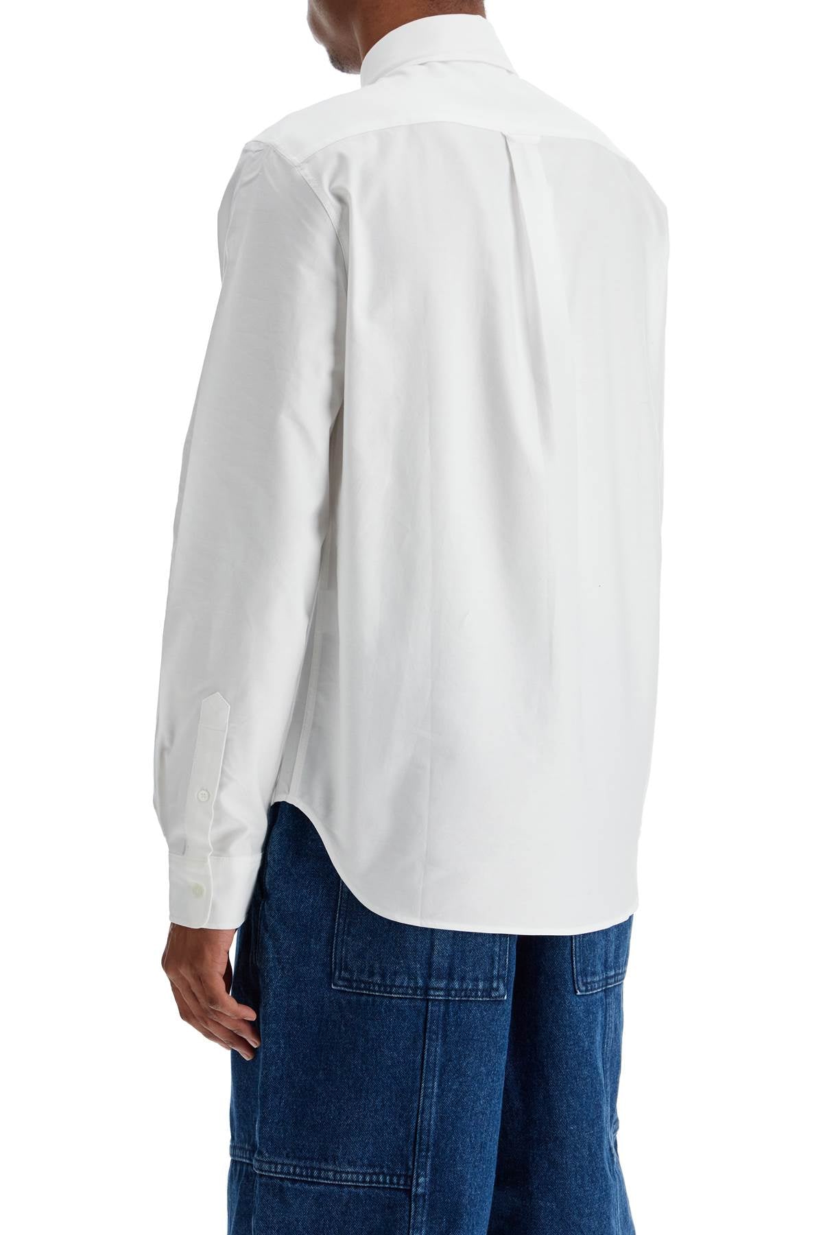 Maison Kitsune men's white cotton shirt with fox embroidery