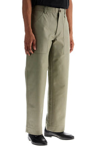 Maison Kitsune gray cotton wide leg work pants