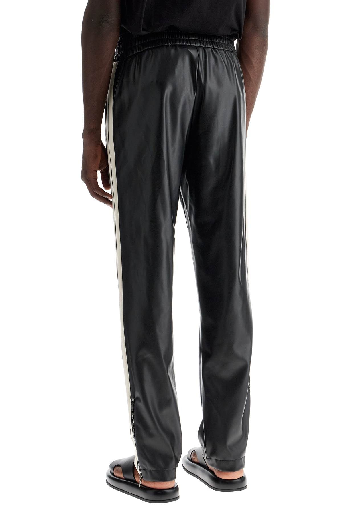 Palm Angels faux leather joggers with side stripes