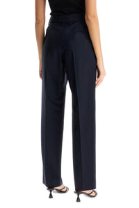 Blaze Milano navy blue virgin wool and mohair high-waisted pants