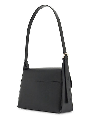 A.P.C. minimalist black leather women's bag with shoulder strap and flap closure