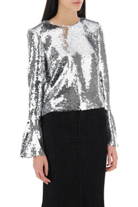 Self Portrait sequined cropped top