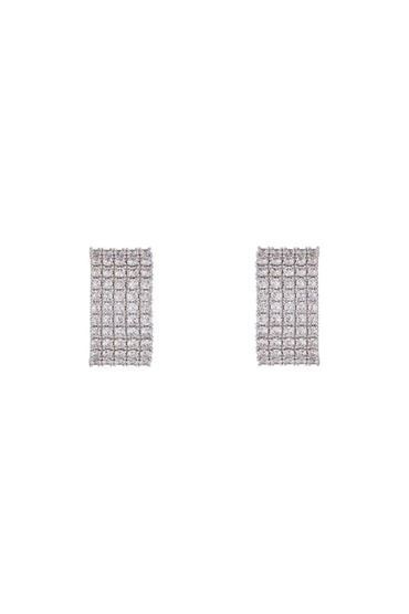 Self-Portrait Self Portrait rectangular chain earrings with cubic zirconia in silver