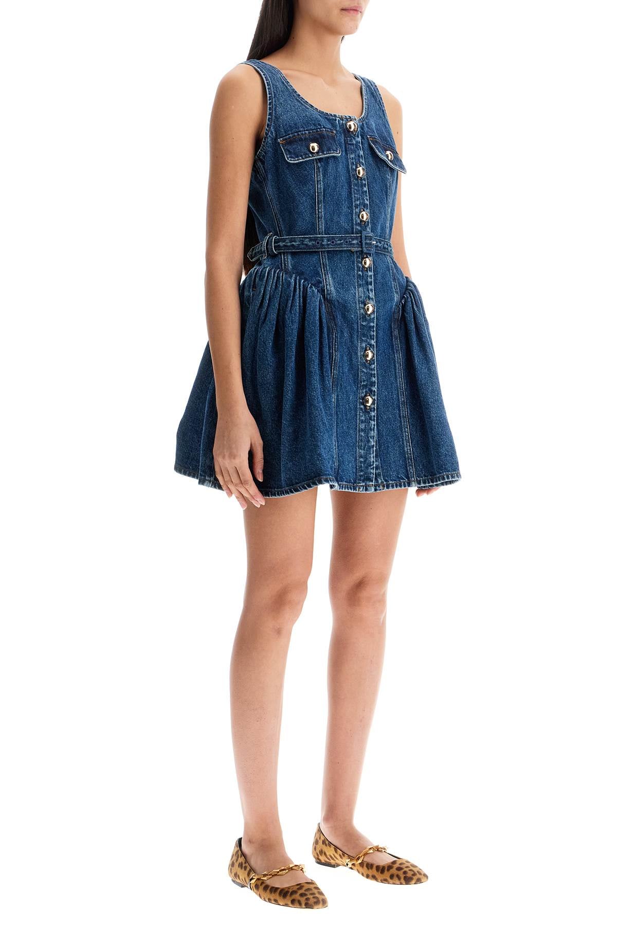 Self-Portrait Self Portrait flared denim mini dress with a