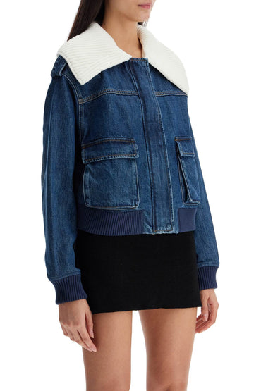 Self Portrait denim bomber jacket for