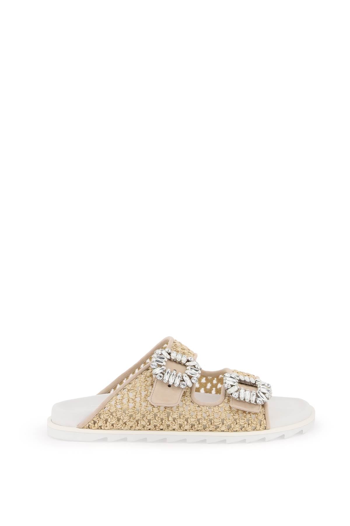 Roger Vivier "rafia slidy viv' slides with str